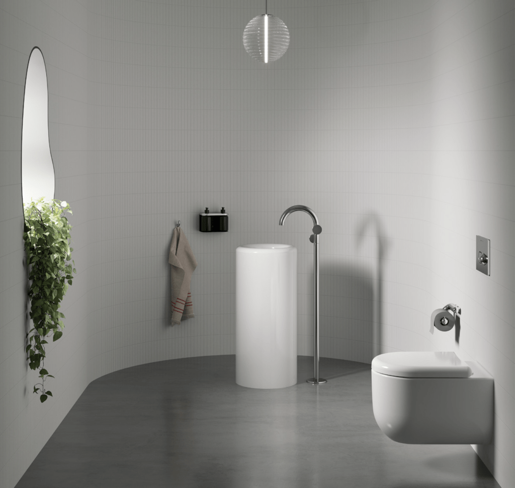 Salle de bains au style contemporaine avec des équipements de la collection Liquid de VitrA