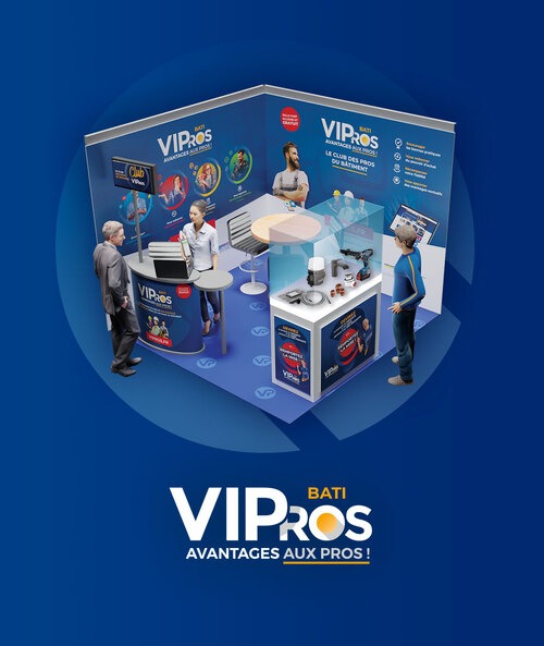 Modélisation 3D du stand VIPros sur le salon du bâtiment Artibat 2023