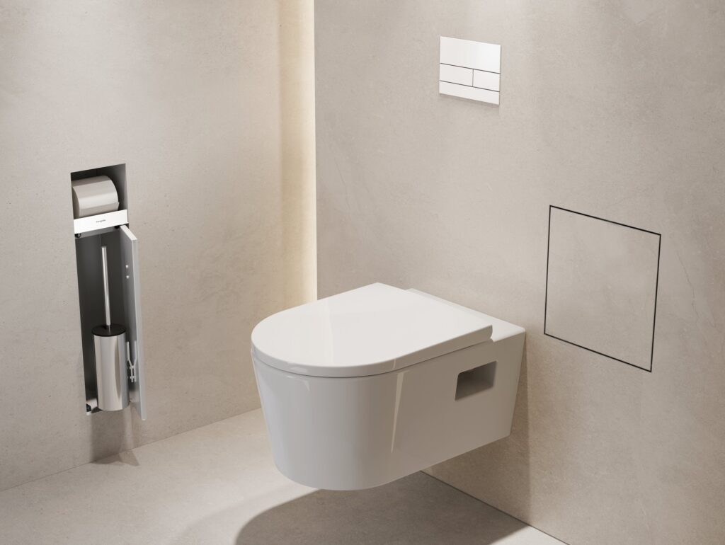 Porte-brosse de toilettes encastré XtraStoris Rock de la marque Hansgrohe