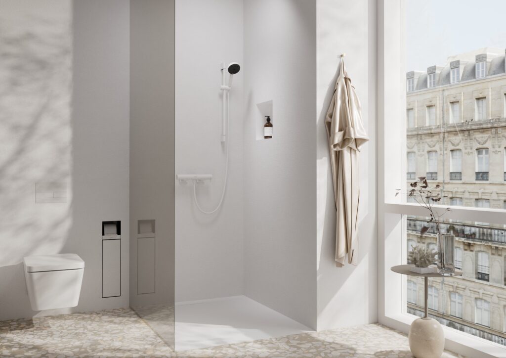 Porte-brosse de toilettes encastré XtraStoris Rock de la marque Hansgrohe