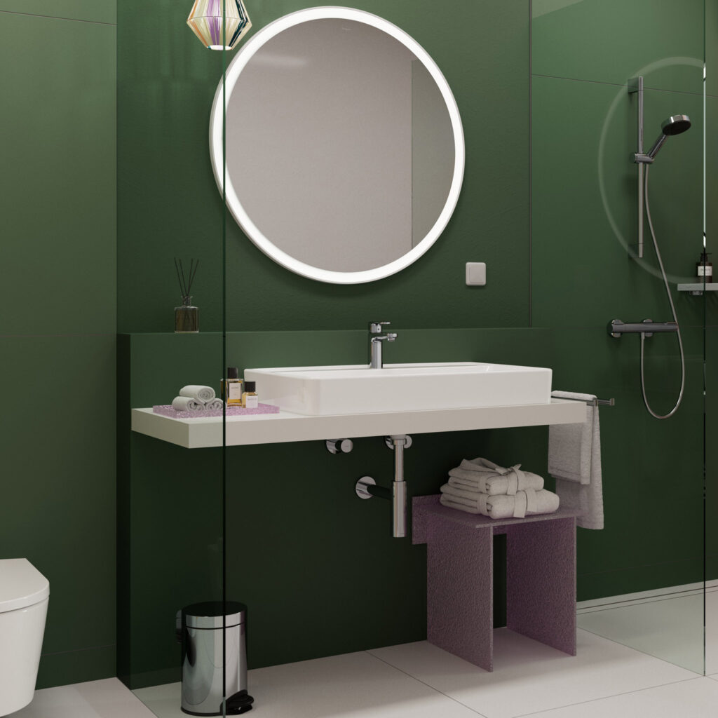 Lavabo Vernis Blend finition chromé dans une salle de bains