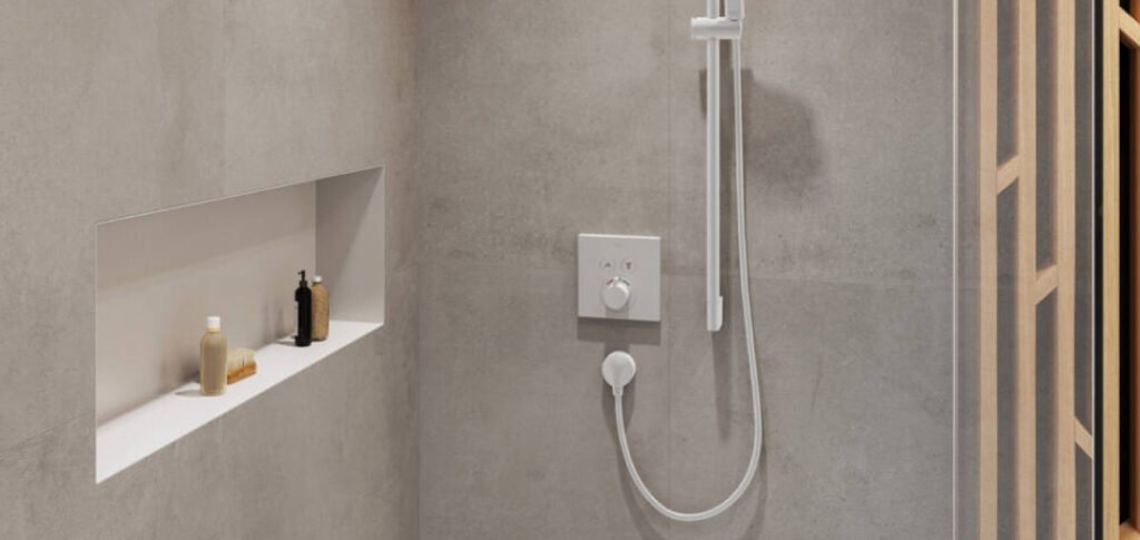 Niche murale XtraStoris Original de Hansgrohe dans une salle de bains